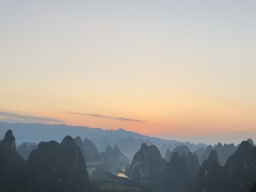 日落山峦剪影风光摄影