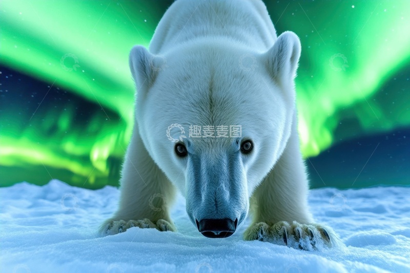 高清大图下载【趣麦麦图】雪地里的极地白熊