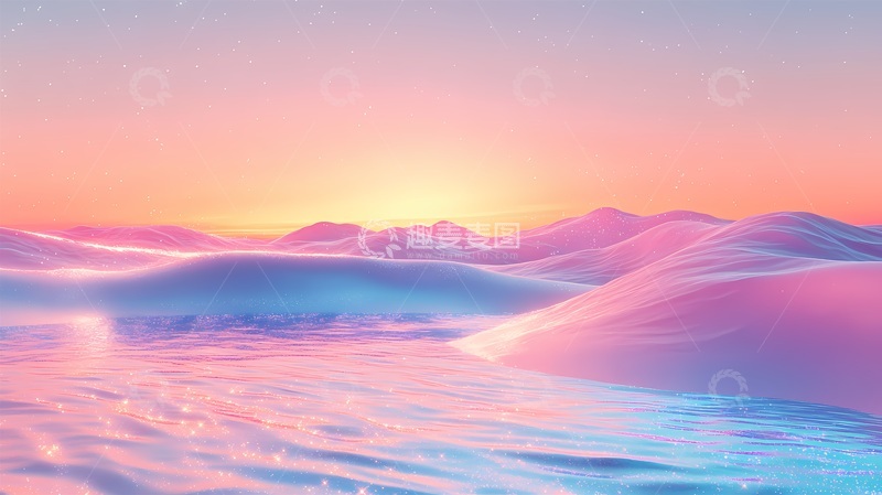 高清大图下载【趣麦麦图】梦幻山水日落场景