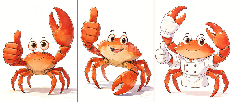 高清大图下载【趣麦麦图】大闸蟹卡通形象