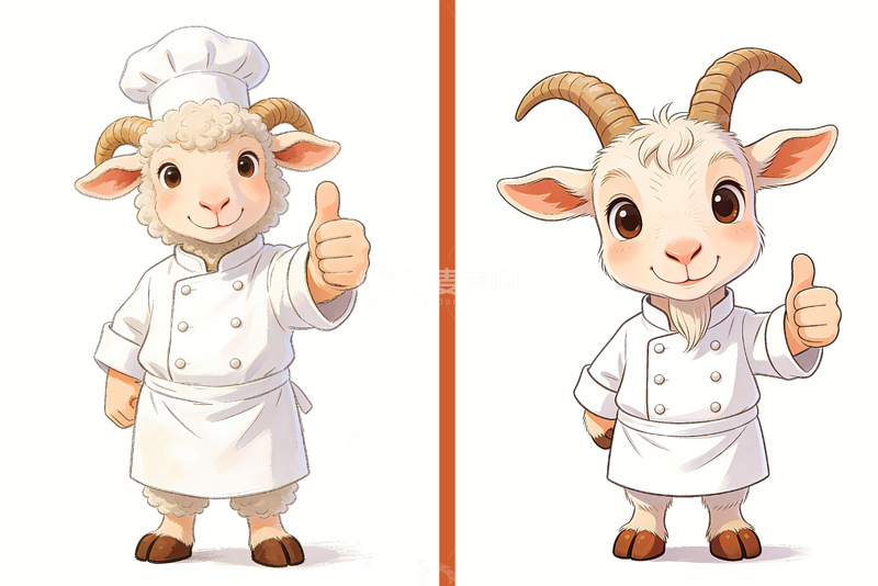 高清大图下载【趣麦麦图】绵羊山羊卡通形象
