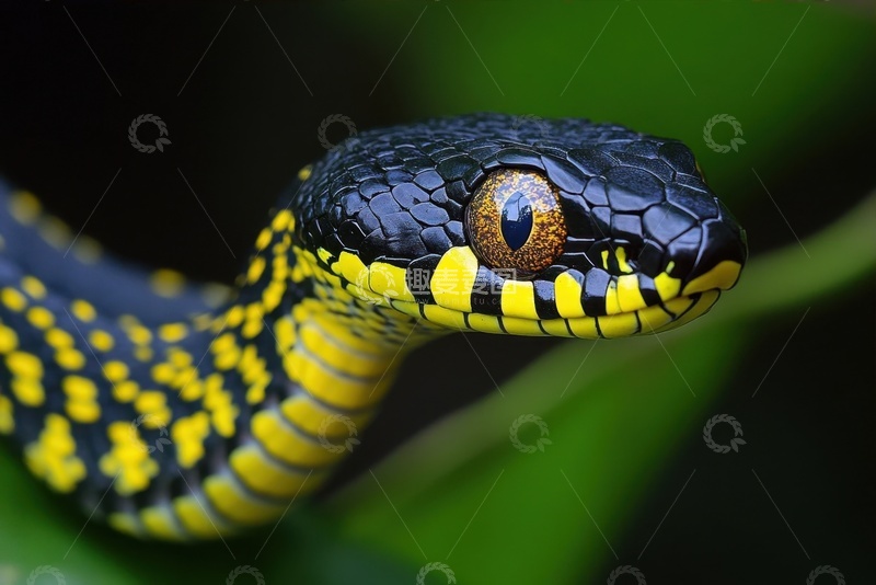 高清大图下载【趣麦麦图】一只黑黄色的蛇