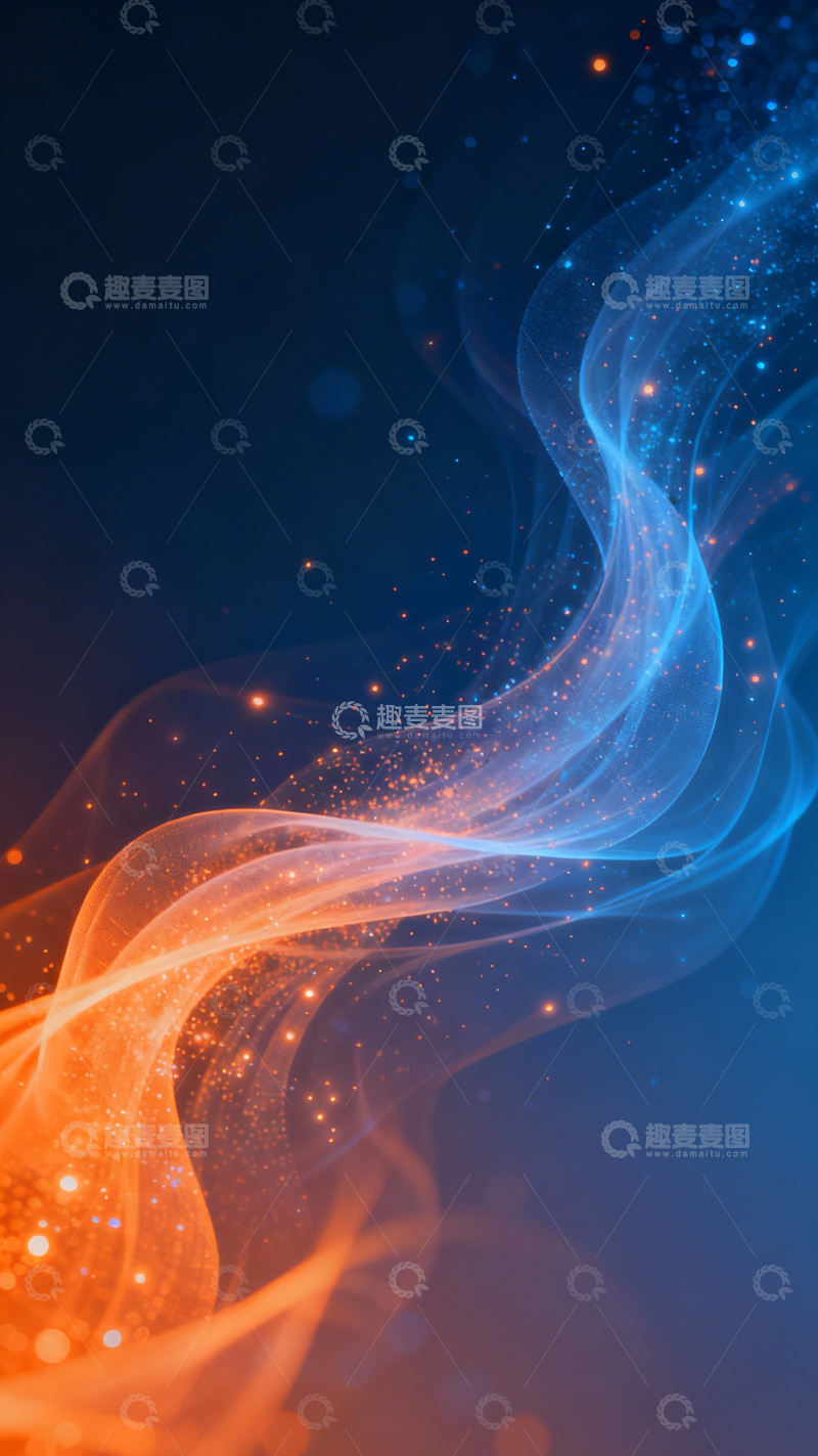 高清大图下载【趣麦麦图】橙蓝流光科技梦幻2