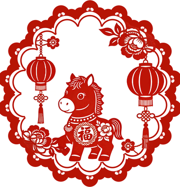 传统中国风马年剪纸