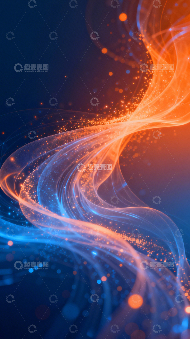 高清大图下载【趣麦麦图】橙蓝流光科技梦幻3