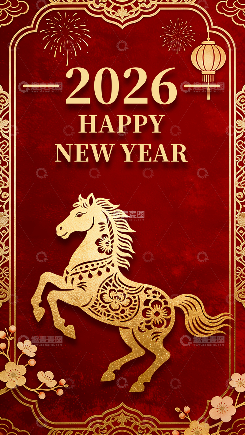 源文件下载【趣麦麦图】2026新年喜庆马踏祥云图