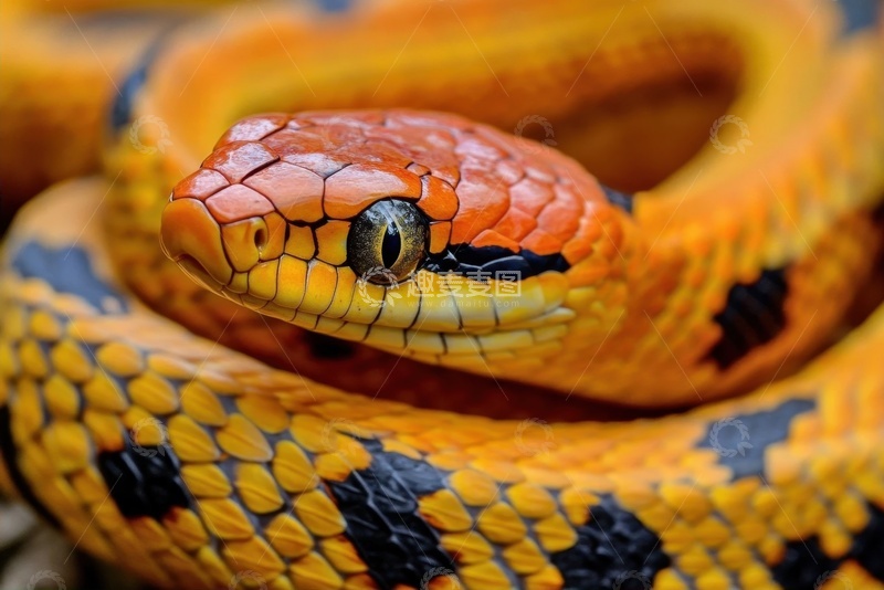 高清大图下载【趣麦麦图】盘起来的一条橙色的蛇