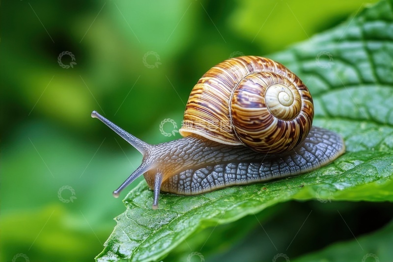 高清大图下载【趣麦麦图】爬行的一只蜗牛