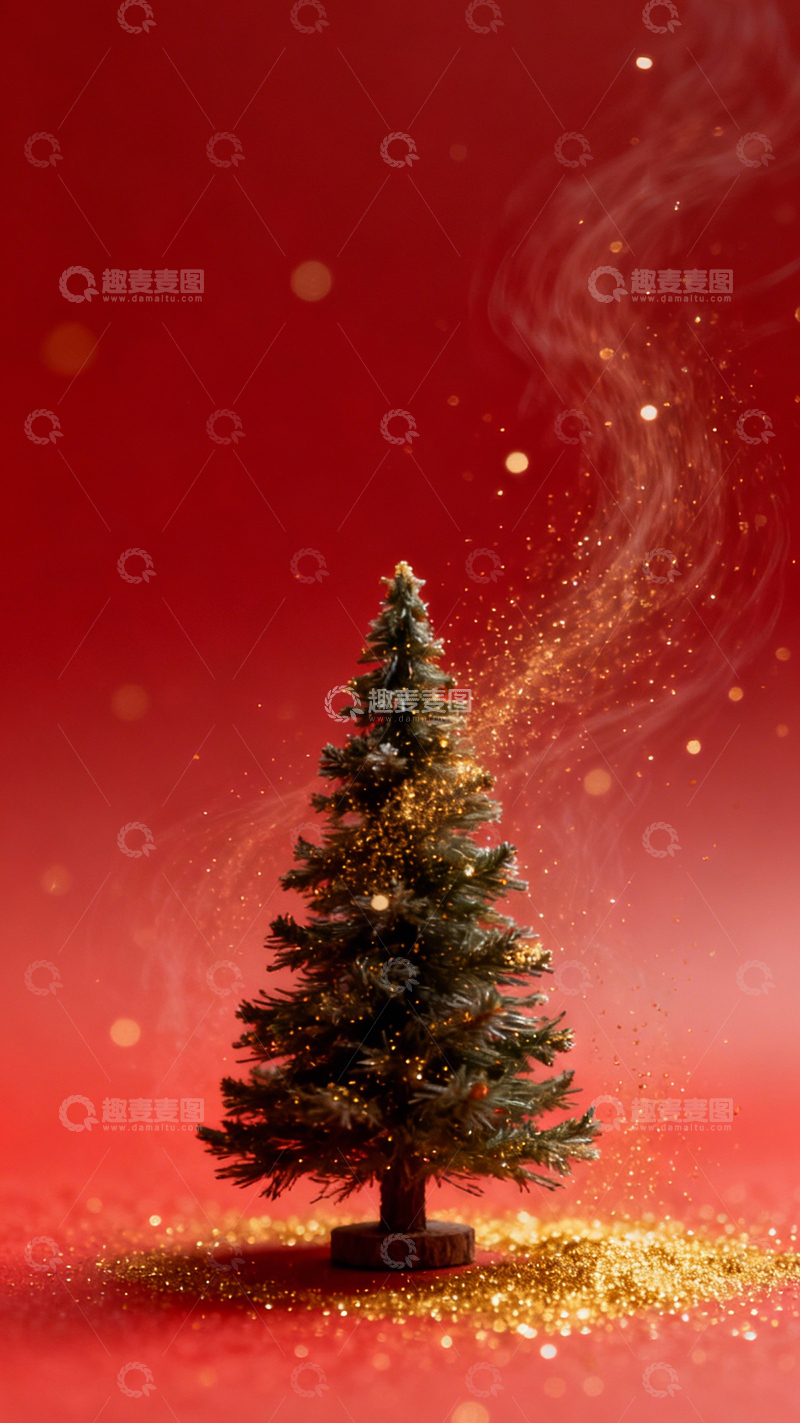 高清大图下载【趣麦麦图】红底金杉温馨梦幻