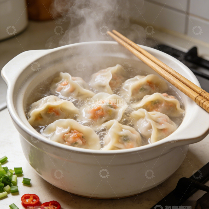 高清大图下载【趣麦麦图】煮一锅饺子美食