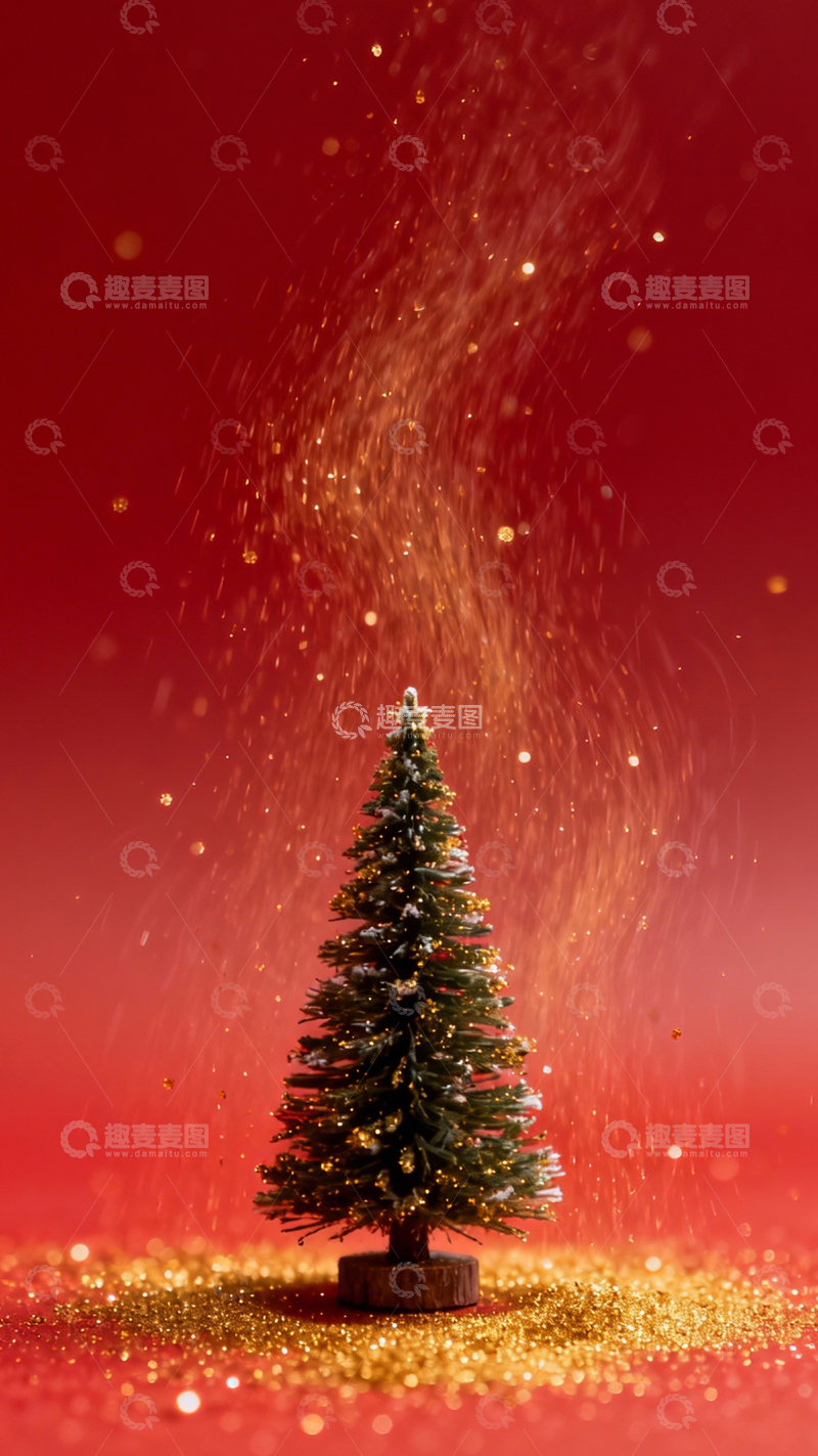高清大图下载【趣麦麦图】红底金杉温馨梦幻1