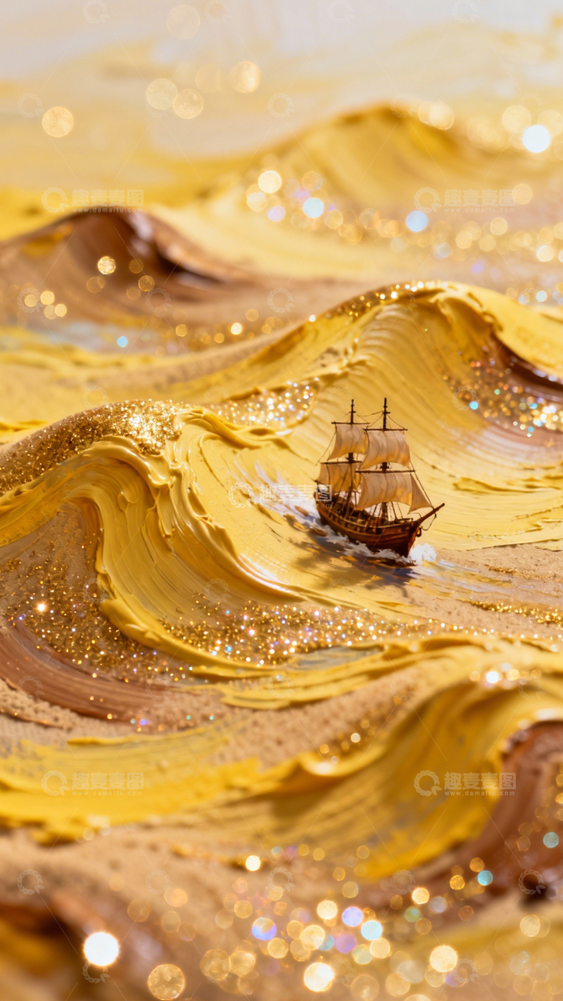 高清大图下载【趣麦麦图】金浪航船奇幻复古3