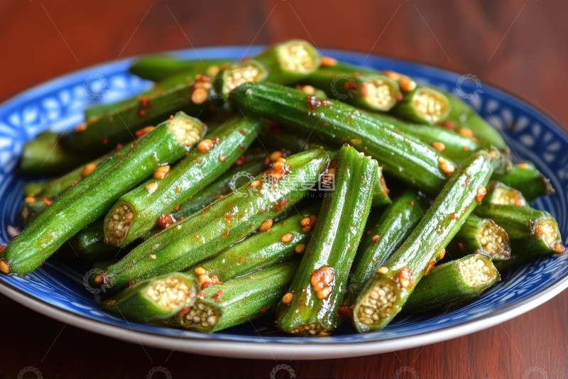高清大图下载【趣麦麦图】一盘凉拌秋葵