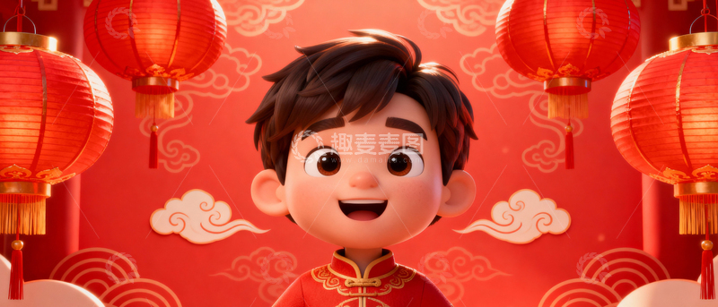 高清大图下载【趣麦麦图】新年元旦春节背景_宽屏086