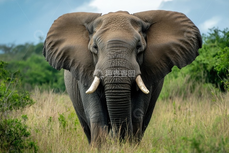 高清大图下载【趣麦麦图】草原上的一头大象