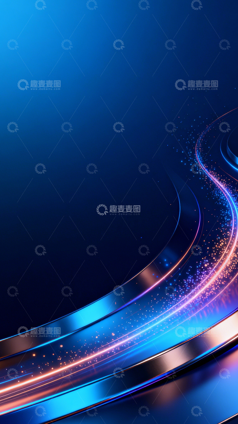 高清大图下载【趣麦麦图】蓝粉流光高级科技3