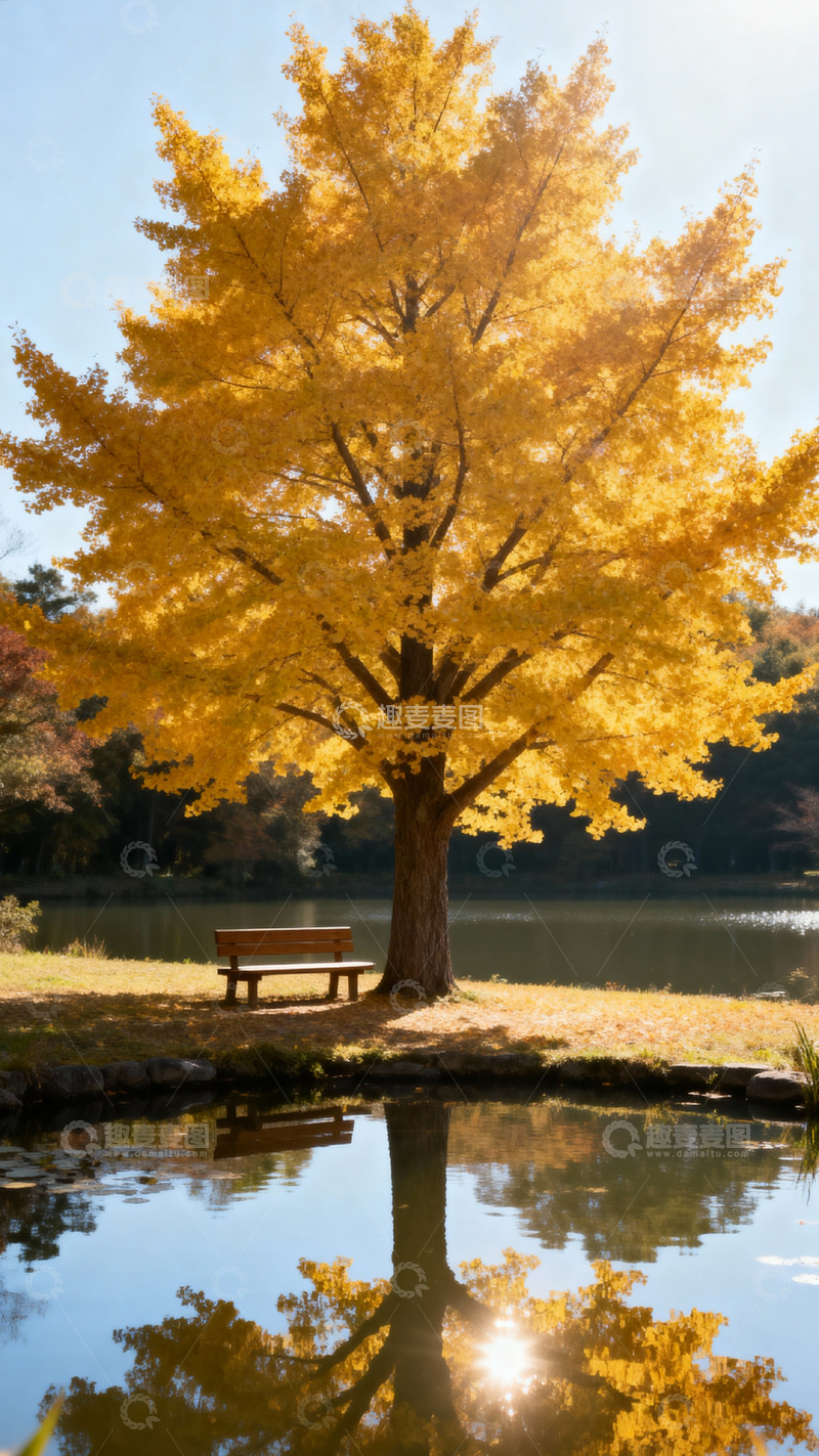 高清大图下载【趣麦麦图】 银杏叶银杏树秋天_竖屏020