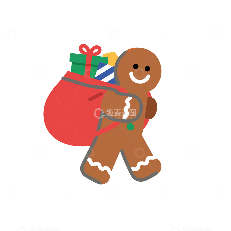 源文件下载【趣麦麦图】卡通姜饼人节日礼物矢量图