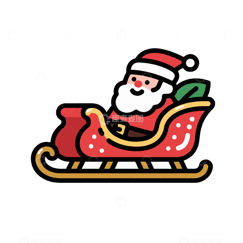 源文件下载【趣麦麦图】卡通圣诞雪橇插图