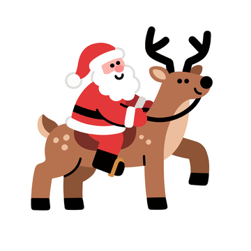 圣诞老人驯鹿卡通形象矢量插画