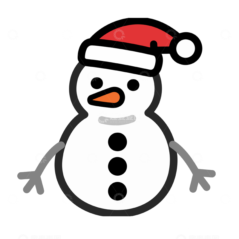 源文件下载【趣麦麦图】-可爱雪人圣诞帽简笔画