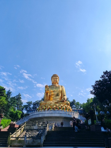 蓝天金佛庄严佛像景观