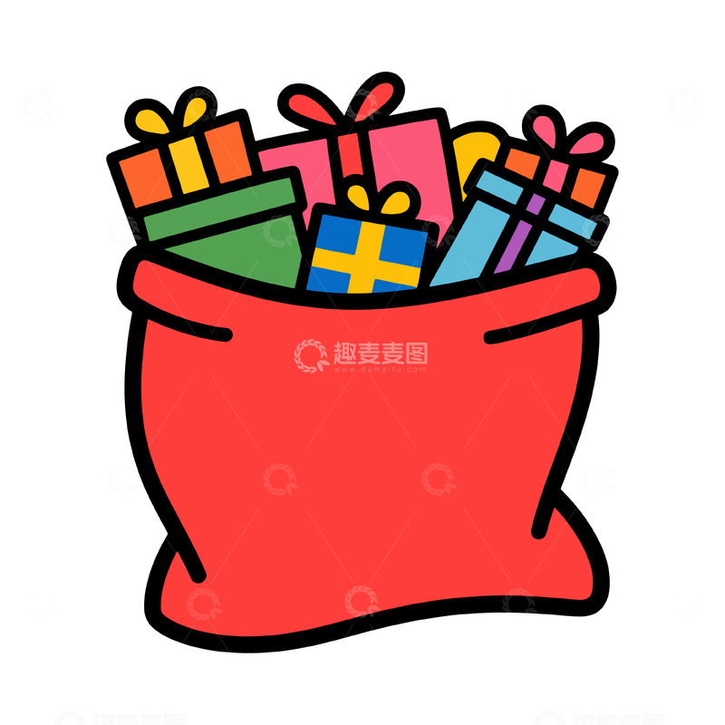 源文件下载【趣麦麦图】卡通礼品袋节日装饰素材