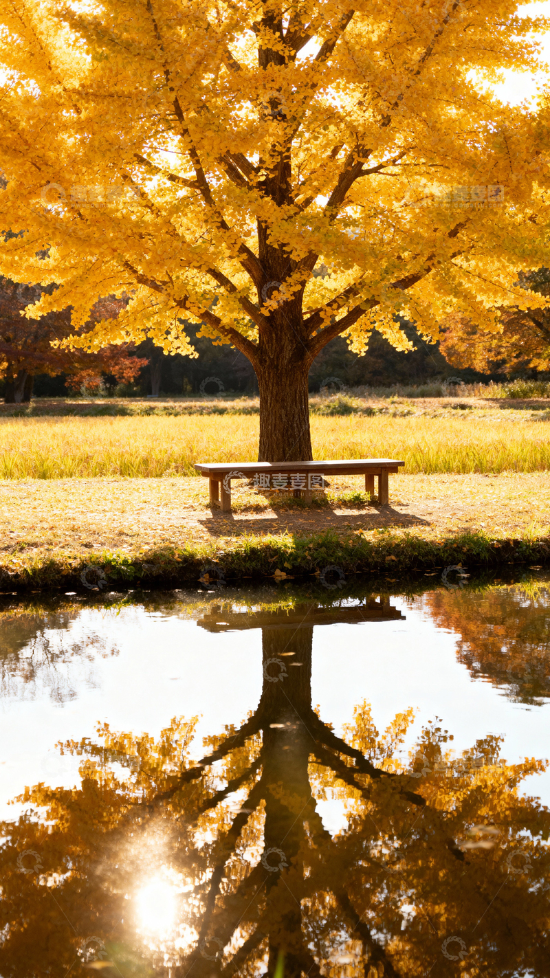 高清大图下载【趣麦麦图】 银杏叶银杏树秋天_竖屏014