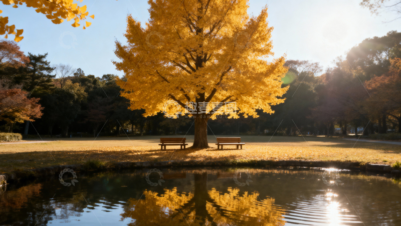 高清大图下载【趣麦麦图】银杏叶银杏树秋天021