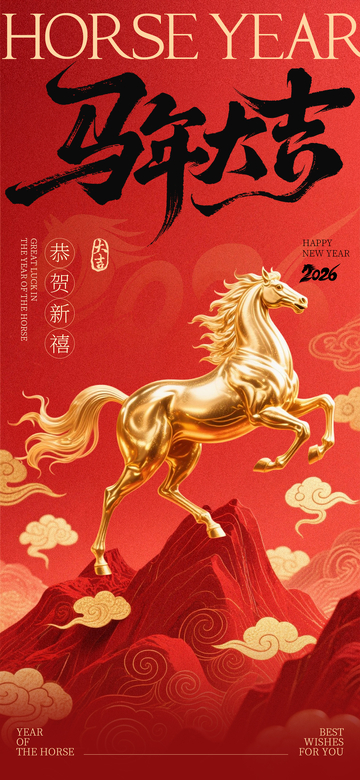 马年元旦新年海报