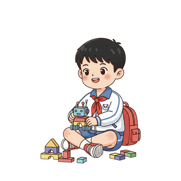 3卡通小学生