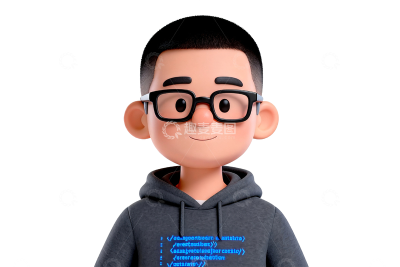 源文件下载【趣麦麦图】3d卡通人物模型男孩1