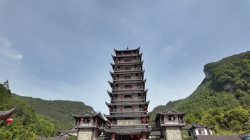 古风塔楼山水风景摄影