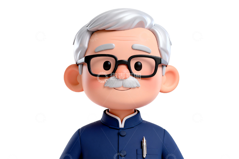 源文件下载【趣麦麦图】3d老爷爷头像
