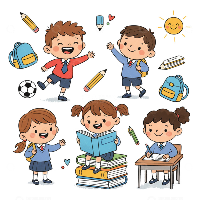 高清大图下载【趣麦麦图】-7卡通小学生