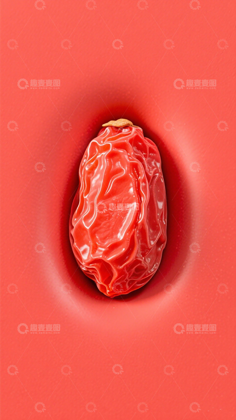高清大图下载【趣麦麦图】红色背景红枣特写