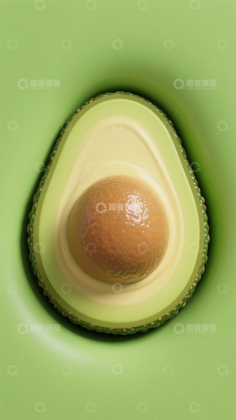 高清大图下载【趣麦麦图】绿色背景牛油果特写摄影