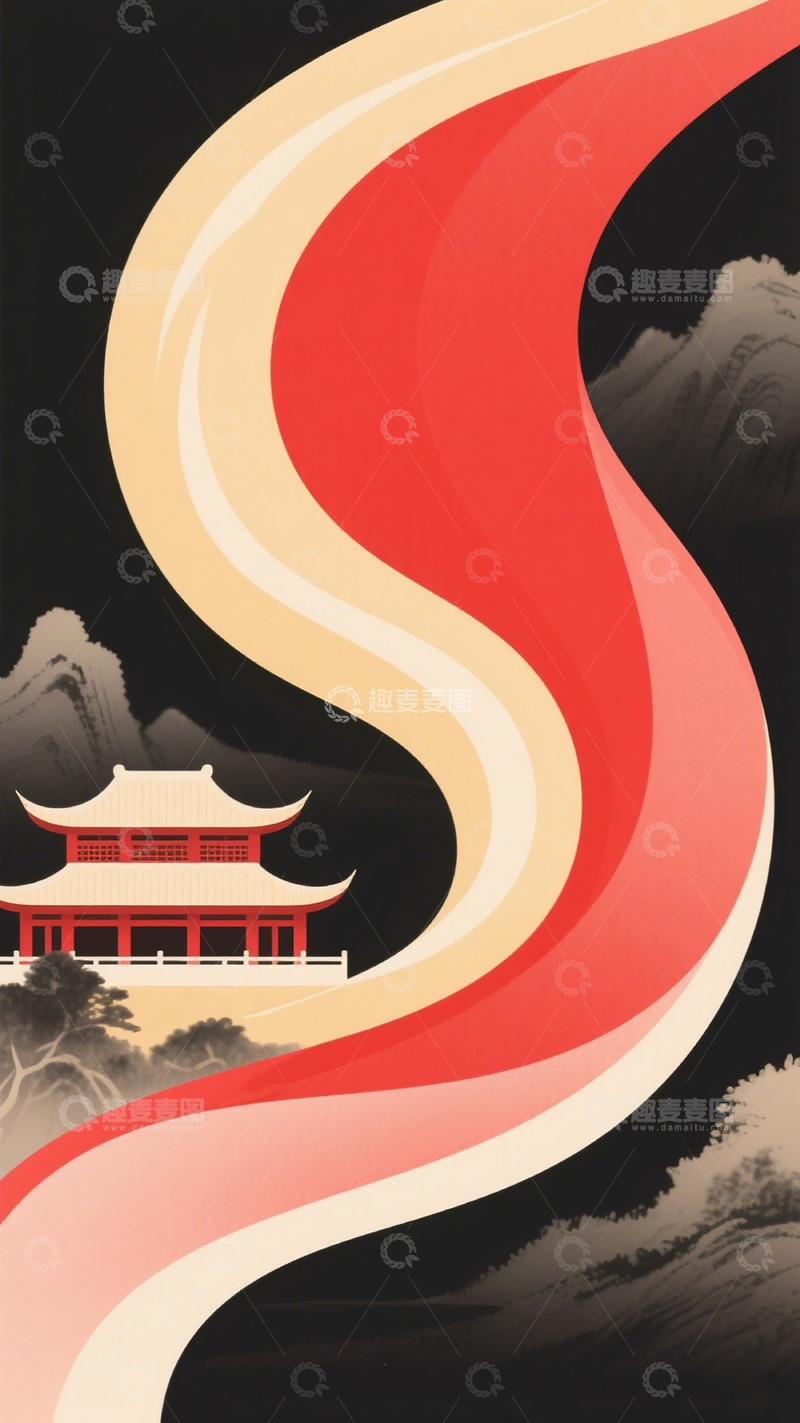 高清大图下载【趣麦麦图】东方艺术风情建筑线条设计