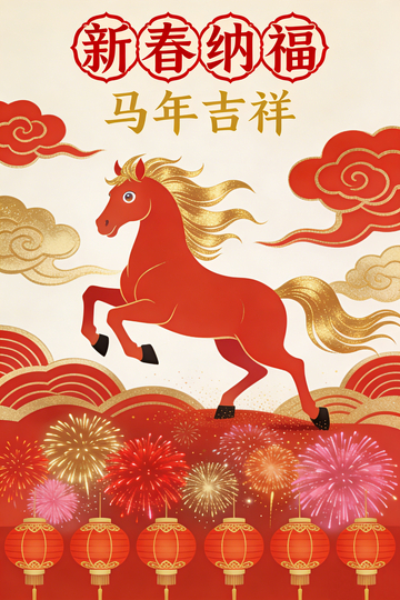 新春纳福马年吉祥喜庆海报设计