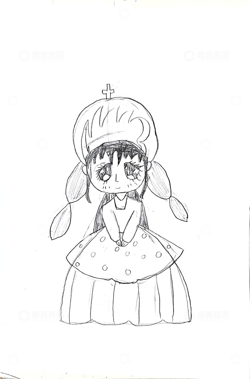高清大图下载【趣麦麦图】手绘少女动漫风格简笔画