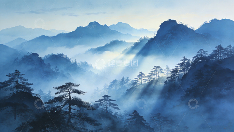 高清大图下载【趣麦麦图】山水云雾风景画