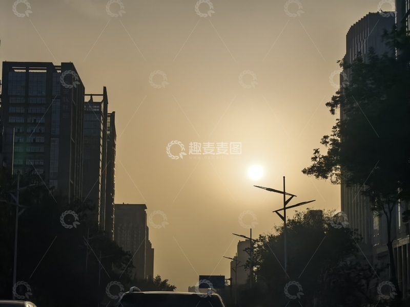 高清大图下载【趣麦麦图】-城市黄昏剪影街景