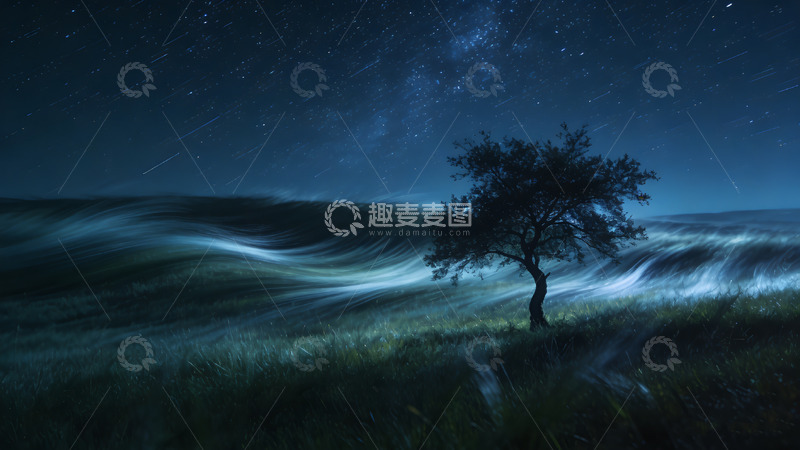 高清大图下载【趣麦麦图】星空下孤树风景摄影