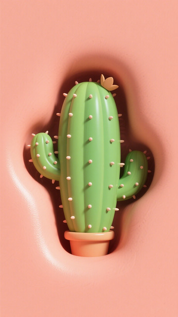 仙人掌粉色背景装饰设计