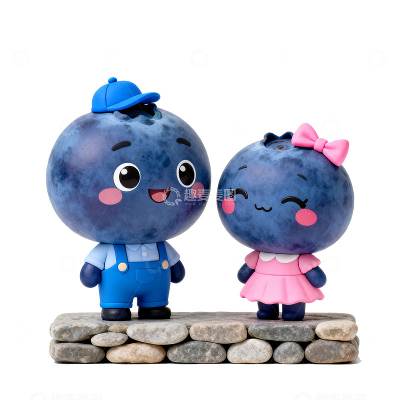 高清大图下载【趣麦麦图】卡通蓝莓情侣摆件景观小品户外
