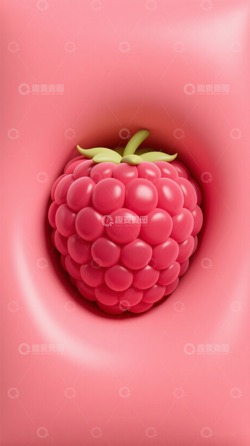 高清大图下载【趣麦麦图】粉色立体树莓艺术壁纸