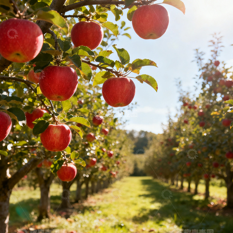 高清大图下载【趣麦麦图】苹果园丰收景象摄影图片