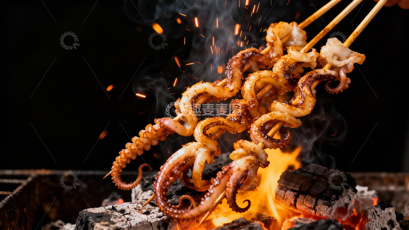高清大图下载【趣麦麦图】美食烧烤之鱿鱼须