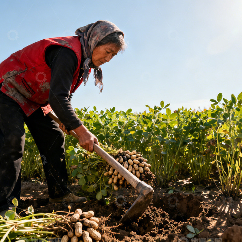 高清大图下载【趣麦麦图】农田劳作花生丰收场景