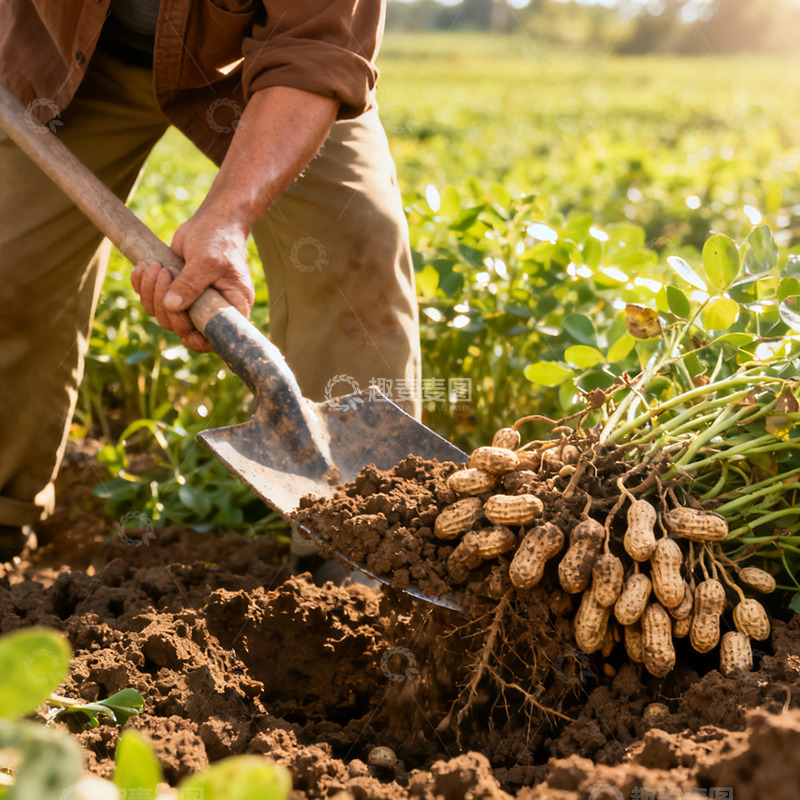 高清大图下载【趣麦麦图】农民耕作花生田